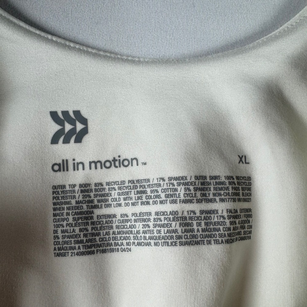 All in Motion White Pleated Athletic Dress with Built-in Shorts XL 214090966 - Picture 2 of 10